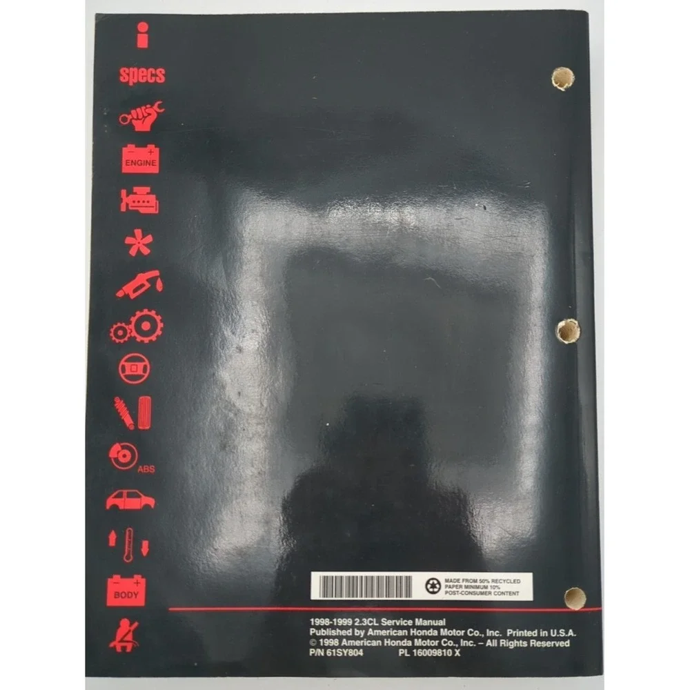 Vintage‎ 1998 1999 Acura 2.3 CL Service Shop Repair Manual Paperback Book